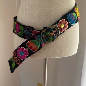 Floral Embroidered Black Belt